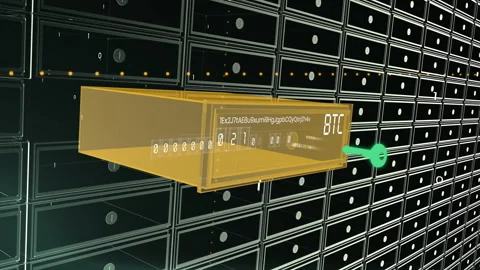 Blockchain animation mining power distributed decentralized Stock Footage 148420515