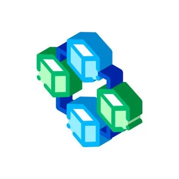 Blockchain Artificial Intelligence isometric icon vector illustration Illustrazione stock