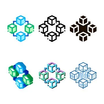 Blockchain artificial intelligence mix vector icon Illustrazione stock