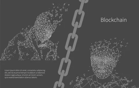 Blockchain Artificial Intelligence Poster Vector Stock Illustration