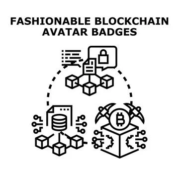Blockchain avatar badges mining and security concept Stock Illustration