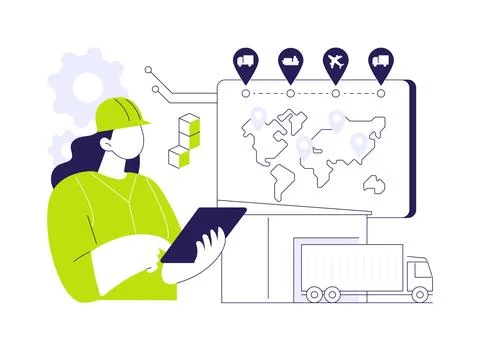 Blockchain-backed logistics abstract concept vector illustration. イラスト素材