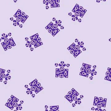 Blockchain based credentials verification glyph seamless pattern Illustrazione stock