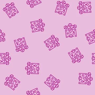Blockchain based credentials verification line seamless pattern Illustrazione stock