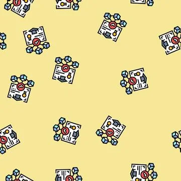 Blockchain based credentials verification vector seamless pattern Illustrazione stock