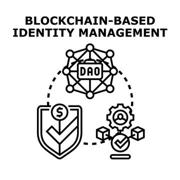 Blockchain based identity management system concept Stock Illustration