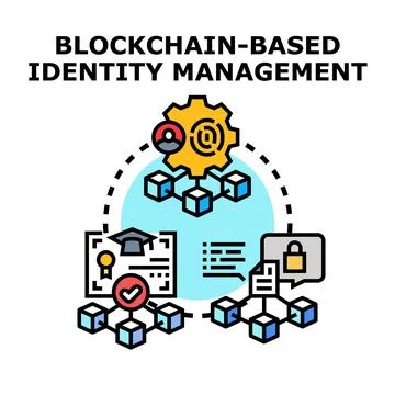 Blockchain based identity managing secured digital credentials Illustrazione stock