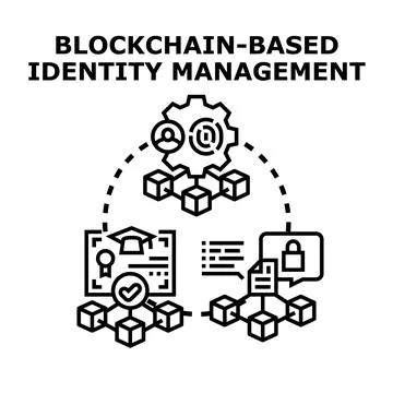 Blockchain based identity managing secured digital credentials Illustrazione stock