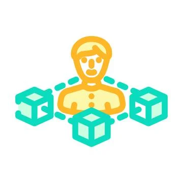 Blockchain based identity verification color icon vector illustration 스톡 일러스트