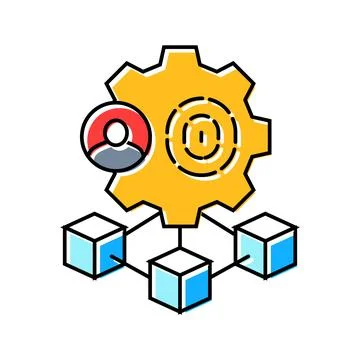 Blockchain based identity verification color icon vector illustration イラスト素材