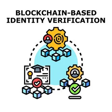 Blockchain based identity verification concept illustration Stock Illustration