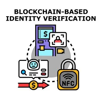 Blockchain based identity verification concept technology Stock Illustration