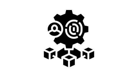 Blockchain based identity verification glyph icon animation Stock Footage 326142744