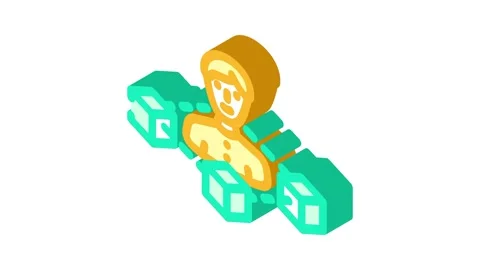 Blockchain based identity verification isometric icon animation Stock Footage 327275786