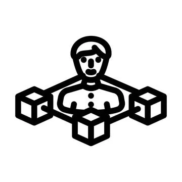 Blockchain based identity verification line icon vector illustration 스톡 일러스트