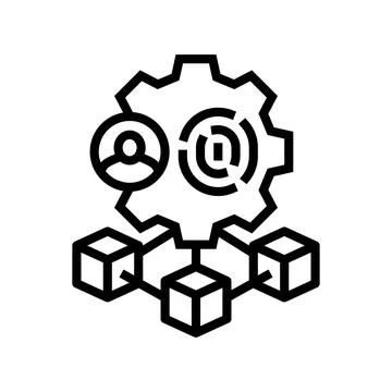 Blockchain based identity verification line icon vector illustration 스톡 일러스트