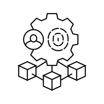 Blockchain based identity verification line icon vector illustration 스톡 일러스트