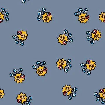 Blockchain based identity verification vector seamless pattern イラスト素材