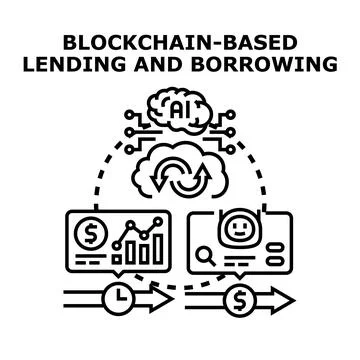 Blockchain based lending and borrowing digital finance service 스톡 일러스트