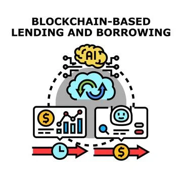 Blockchain based lending and borrowing digital finance service Stock Illustration