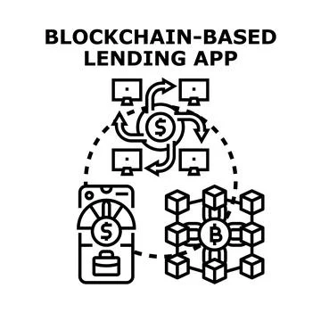 Blockchain based lending application for decentralized finance Stock Illustration