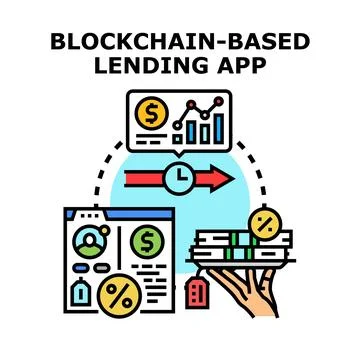 Blockchain based lending application process in decentralized finance Stock Illustration