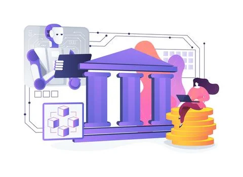 Blockchain-Based Loan Approval abstract concept vector illustration. Stockillustratie