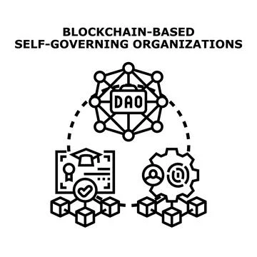 Blockchain based self governing organizations concept 스톡 일러스트