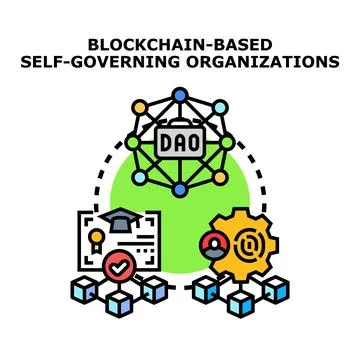 Blockchain based self governing organizations concept Stock Illustration