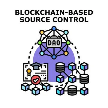 Blockchain based source control system developing innovative software Stock Illustration
