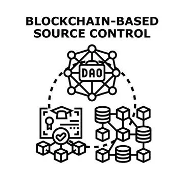 Blockchain based source control system developing innovative software Stock Illustration