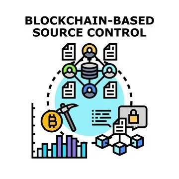 Blockchain based source control system for software development Stock Illustration