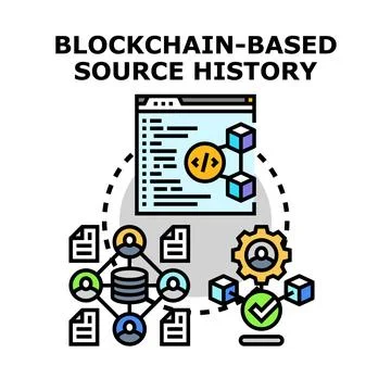 Blockchain based source history data verification concept イラスト素材