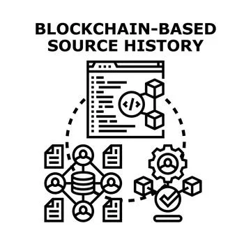 Blockchain based source history data verification concept イラスト素材