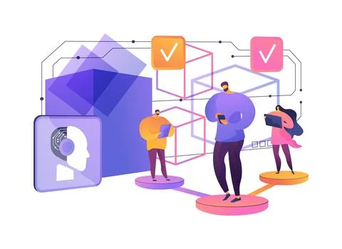 Blockchain-Based Voting abstract concept vector illustration. 스톡 일러스트