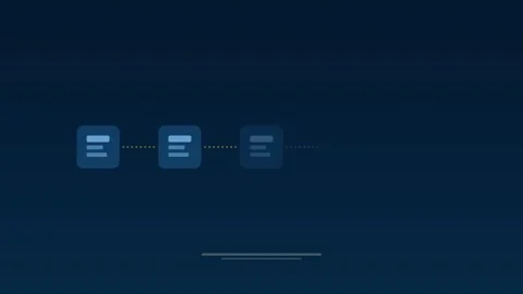 Blockchain blocks connecting chain sky concept loop Видео 342616651