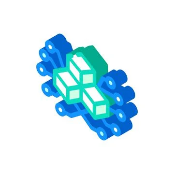 Blockchain blocks isometric icon vector illustration sign Stock Illustration