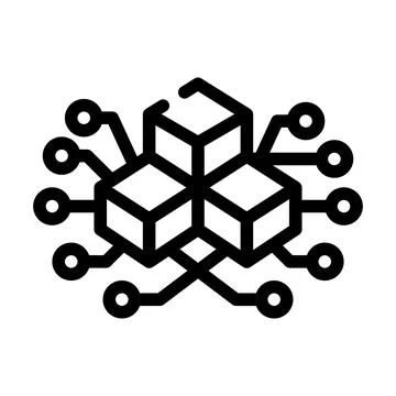 Blockchain blocks line icon vector illustration line Stock Illustration