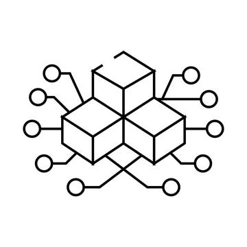Blockchain blocks line icon vector illustration line イラスト素材