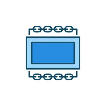 Blockchain blue icon - vector Block with Chain colored symbol Stock Illustration