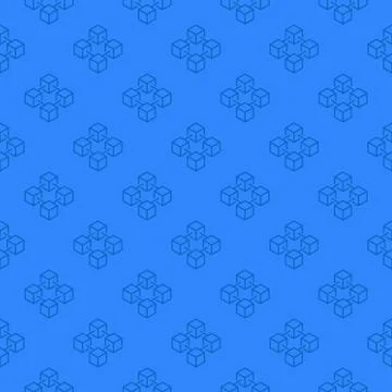 Blockchain blue pattern - vector seamless texture Stock-Illustration