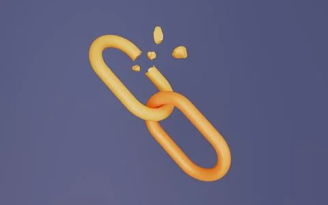 Blockchain broken link symbol, Cryptocurrency concept, coin minimal style Stock Illustration