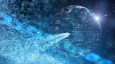 Blockchain chain business network data animation Stock-Footage 334806290