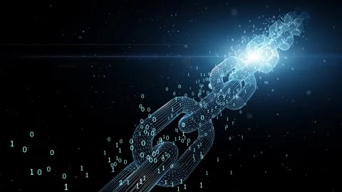 Blockchain chain mining digital data animation Stock Footage 334807214