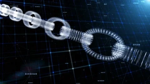 Blockchain chain motion on network background Video stock 231635349