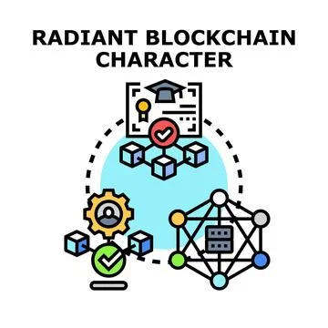 Blockchain character development and data management system Stock Illustration