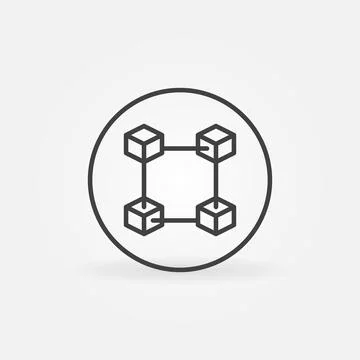 Blockchain in circle outline vector icon. Block Chain Technology concept sign イラスト素材