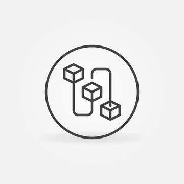 Blockchain in circle outline vector minimal icon. Block Chain sign イラスト素材