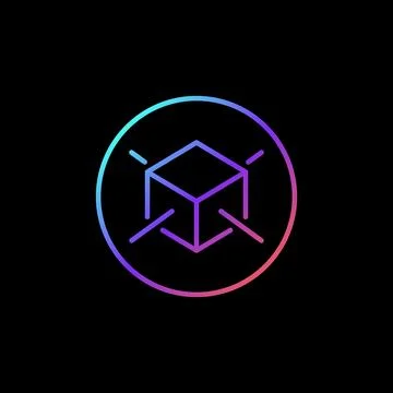 Blockchain in circle vector outline concept colored icon or sign Ilustración de archivo