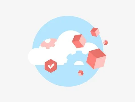 Blockchain in cloud computing - security and decentralization. Blockchain-based Illustrazione stock